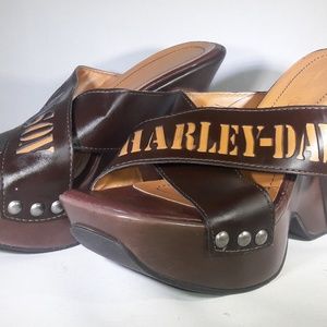 Harley-Davidson Brown wedge sandals 7.5